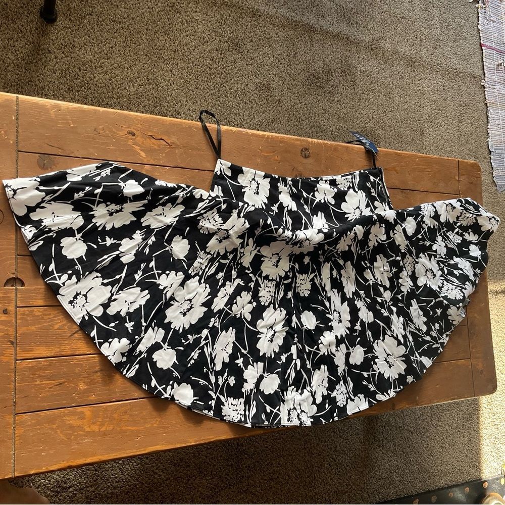 CHAPS Women Light 100% Cotton A-Line Flare Circle Skirt Floral Mini Ruffle NWT - Picture 8 of 10